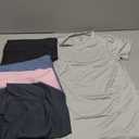 Real Essentials 5 Pack: Women's Short Sleeve Breeze Tech V-Neck T Shirt Workout Top Wicking Dry Fit Athletic Tee (Plus) XS