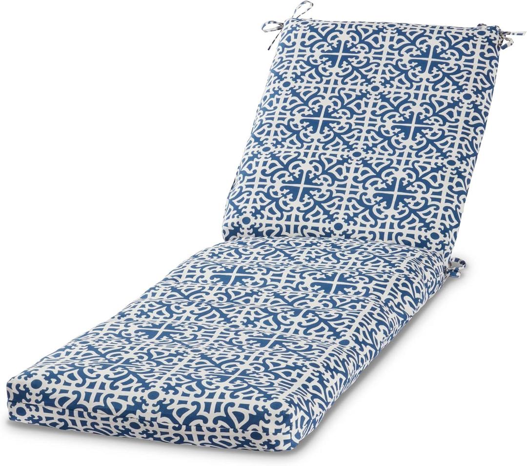 Greendale Home Fashions Outdoor Reversible Chaise Lounge Chair Cushion, Azure