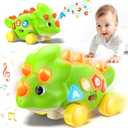 Musical Dinosaur Crawling Baby Toys for 1 Year Old Boy Girl, Early Bilingual Learning Infant Toys Developmental for 6-12-18 Months, Light Up & Sound Toddler Toy for One Year Old Birthday Gift