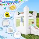 White Bounce House, Inflatable Bounce House with Slide& Blower，White Bouncy Castle for Kids Indoor&Outdoor Kids Ideal Gifts