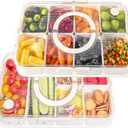 LUXEAR Divided Serving Tray with Lid and Handle Snack Box Charcuterie Container Dishwasher Safe 2Pack Snack Platters Portable Clear Organizer for Fruits, Candy, Snacks, Picnic, Party&Travel