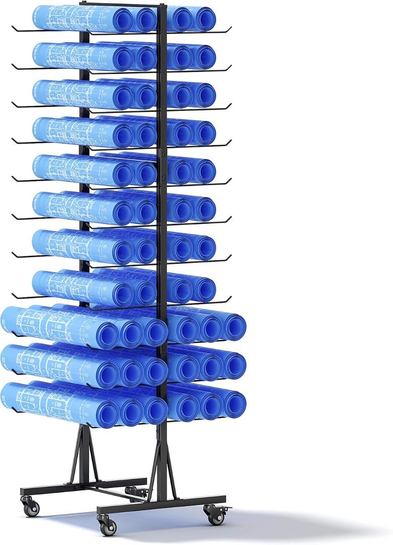 Rolling Large Blueprint Holder, 22 Tier Blueprint Storage Rack Metal