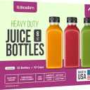 DECADORN 8oz 12pcs Plastic Bottles With Caps - Juicing Bottles For Juicing - MADE IN USA Clear Mini Bottle With Lids - Drink Container - Shatterproof, BPA-Free, Leak proof, Disposable & Recyclable