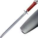 Sharpening Steel Knife Sharpener Rod Flat 12 Inches Honing Steel for Knives Red
