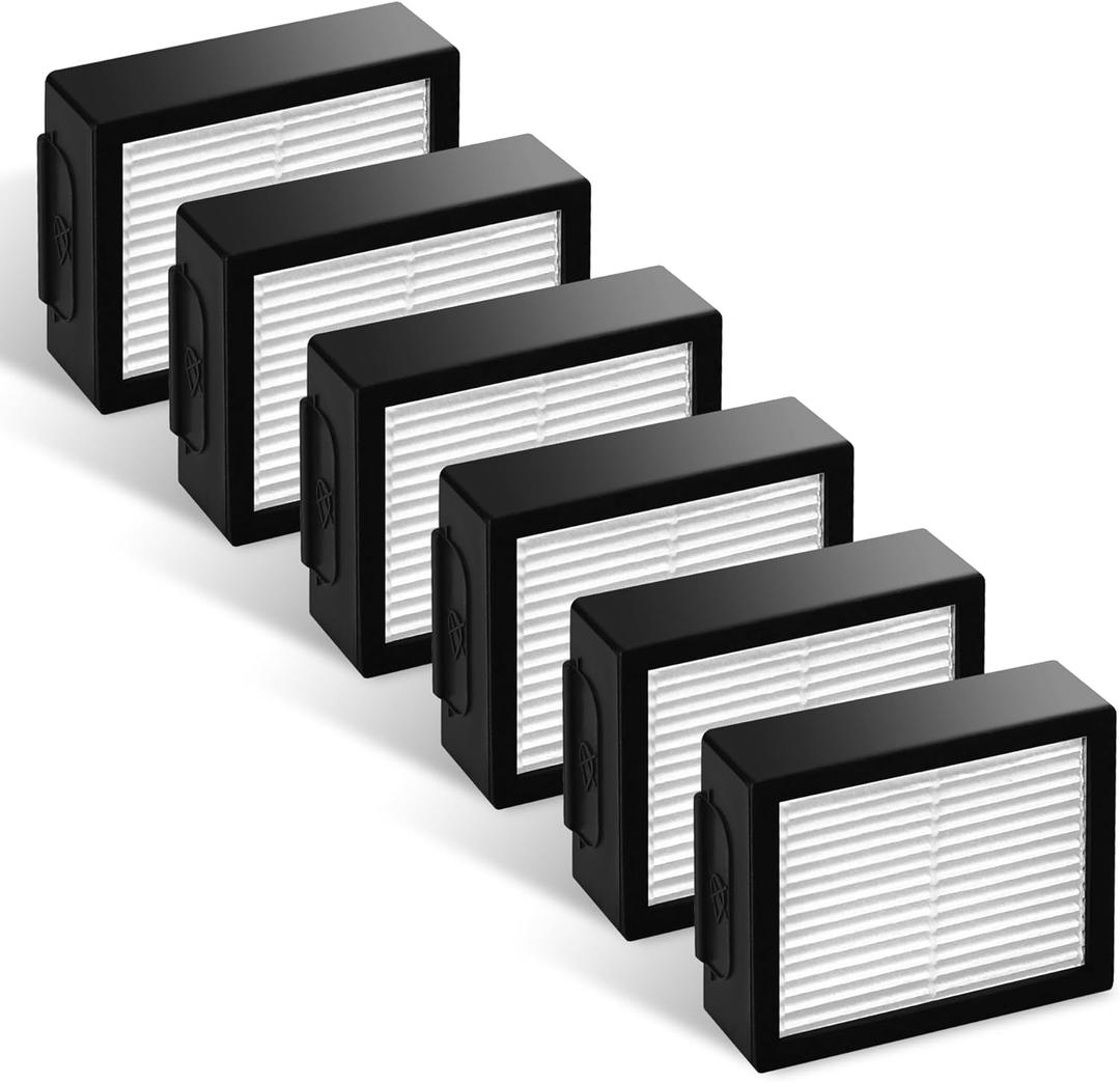 Improvedhand Filters Replacement for i-Robot Roomba E I & J Series i1+ i3 i3+ i4 i5/plus i6 i6+ i7 i7+/plus i8 i8+ E5 E6 E7 Vacuum Cleaner parts 4639161,6 Pack High Efficiency Filters+1 Cleaning Brush