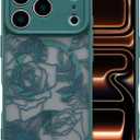 XIZYO Magnetic Case for iPhone 17 Pro Max Floral Rose Cute Phone Case [Compatible with Magsafe] for Women Girls Aesthetic Pattern Slim TPU Shockproof Bumper Cover, Deep Green