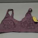 GENEHELF Daisy Bras for Older Women Breathable Front Close Button Bras, Full Coverage Comfort No Underwire Front Buckle Corset Bra (Purple, S)