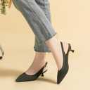 Slingback for Women's Closed Pointed Toe Kitten Heels with Ankle Strap Knitted Dress Pumps Shoes Work Wedding Everyday Parties 1.6 in Low Heels (Purple)