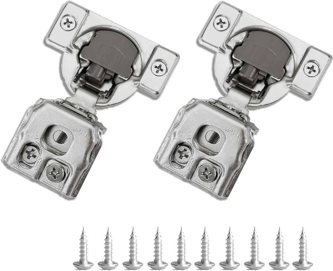 1-1/4 Inch Overlay Soft Close Cabinet Hinges, 2 Pack Slow Soft Close Hinges for Kitchen Cabinets Satin Nickel Hidden Self Closing Kitchen Cabinet Hinges for Cupboard