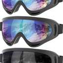 COOLOO Motorcycle Goggles, 3 Pack ATV Dirt Bike Goggles Anti-UV Dustproof Windproof Racing Goggles for Adult Men Women