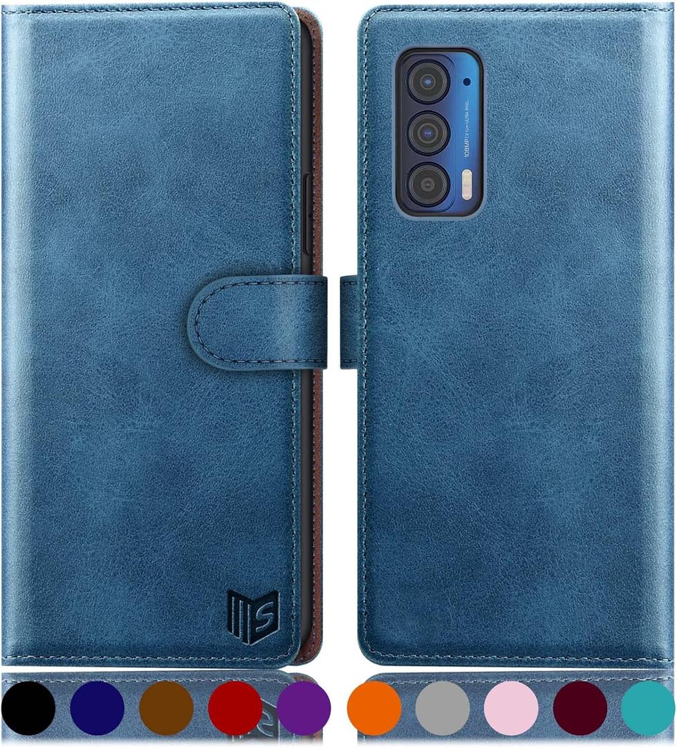 SUANPOT for Motorola Moto Edge 5G UW/Edge 2021 Wallet caseRFID BlockingCredit Card Holder,Flip Folio Book PU Leather Phone case Shockproof Cover Women Men for Moto Edge 5G UW/Edge 2021case(Sky Blue)