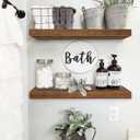QEEIG Floating Shelves for Wall 23.6" Long - Wall Mounted Shelf Bathroom Kitchen Living Room Bedroom Farmhouse Home Decor Display Bookshelf Set of 2, Rustic Brown (008-60BN)