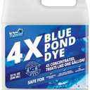 4X Blue Pond Dye - Transforms Murky Water to Natural Blue - Super Concentrated Lake & Pond Dye - Liquid Shade Treats Up to 1 Acre - Safe for Fish & Wildlife (32 oz)
