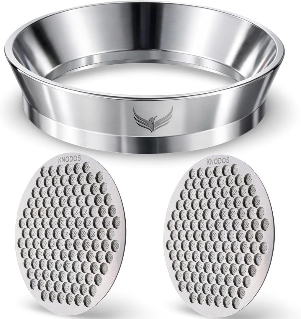 58mm Puck Screen and Dosing Funnel Set, Magnetic Stainless Steel Espresso Portafilter Funnel with 2 Coffee Filter Screens 58.3mm, Barista Accessories Kit