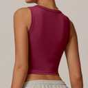 Cropped High Neck Tank Top for Women - Ribbed Bodycon Workout Cami, Sexy Gym Top and Casual Streetwear Essential (Red, XL)