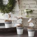 3 Pcs Easter Table Centerpiece Decor Artificial Potted Plants Bunny Tabletop Decorations Farmhouse Easter Rabbit Decorations Fake Plant with Pot for Spring Party Fireplace Decor