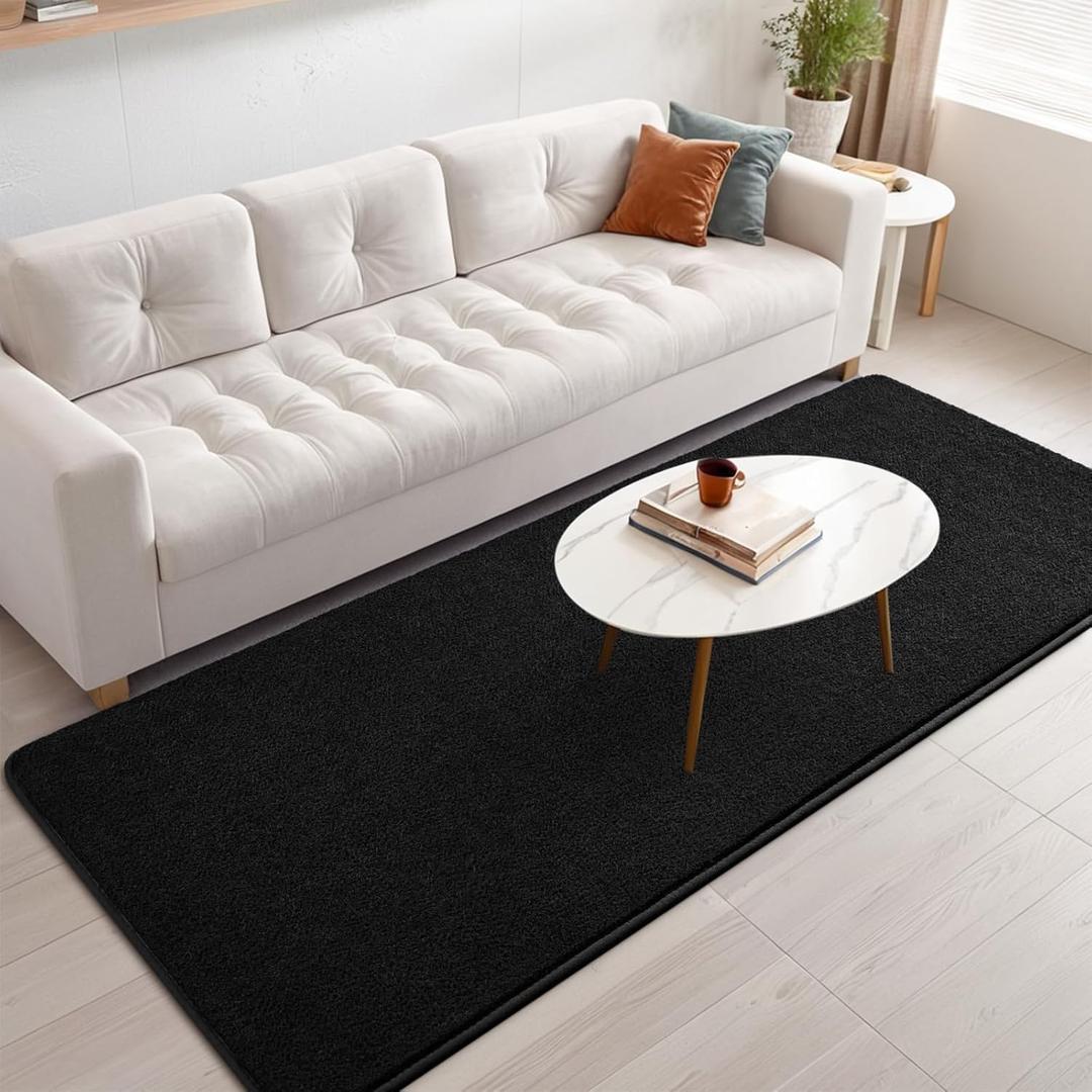 Nuttumico 2x6 Feet Rug Runners for Hallways, Black Area Rugs for Bedroom Living Room, Washable Non-Slip Entryway Carpets for Kitchen Nursery Dorm Kids Room Home Decor, Soft Modern Indoor Throw Rugs