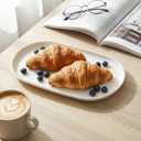 2 x Oval Platter Oval Trays 2 Pack for Entertaining, White Plates Serving Dish for Wedding Party Restaurant Home Steak Meat Taco Sushi Appetizer Cake, New Bone Porcelain, 12 x 5.78 Inches, White