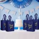 Sweetude 30 Pcs Thank You Gift Bags with Handles, Reusable Non Woven Foldable Goodie Bags Bulk for Graduation Easter Wedding Bridesmaid Favors(10 x 8 x 4 Inch,Navy Blue)