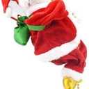 Climbing Santa Claus 9" Christmas Ornament Xmas Decoration Climbs Up and Down Battery Operated Toy with Light Music and Sound Animated Climbing on Beads Musical Moving Figure Xmas Christmas Ornament