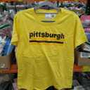 Pittsburgh Pennsylvania Three Stripe Vintage Weathered T-Shirt (Yellow, L)
