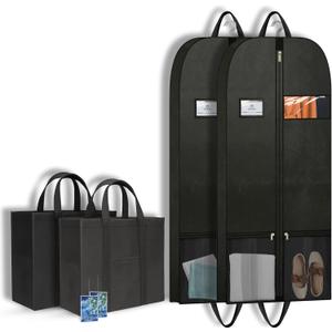 Travel Clothing Storage Bags for Hanging Clothes, Large Heavy Duty Zippered Garment Bags, Breathable Long Suit & Dress Bags for Closet Storage, Moving & Seasonal Organization
