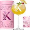 Physkoa Personalized Initial Wine Glass for Women - 20 oz Stemmed Monogrammed Glass, Customized Engraved Gift for Mom, Wife, Friend, Her - Birthday, Mothers Day, Wine Lover Gift
