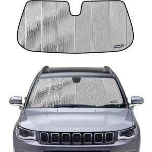 Pigenius Windshield Sunshade for Jeep Compass 2017-2021 (New Body MP), Reversible Silver/Black