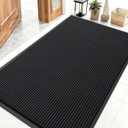 OLANLY Front Door Mat Indoor Outdoor Entrance, Waterproof Heavy Duty Doormat, Fade Resistant, Low Profile, Easy Clean Patio Porch Welcome Floor Mats for Entry, 47x32, Black