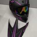 Dirt Bike Helmet Motocross ATV Motorcycle Full Face Off-Road E Bike Helmet DOT with Goggles Gloves Mask Purple Stripe L (58-59 cm)