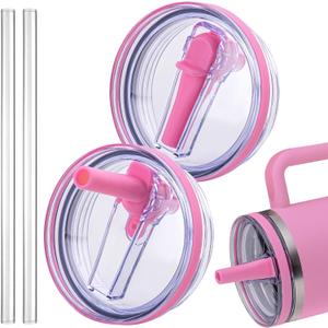 Replacement Lid for Stanley 40 oz and 64 oz Tumbler.Leakproof Flip Straw Lid Fit Stanley Cup Quencher H2.0 40 oz/64 oz and Stanley ProTour 40oz/64oz Tumbler.(Peony,2-Pack)