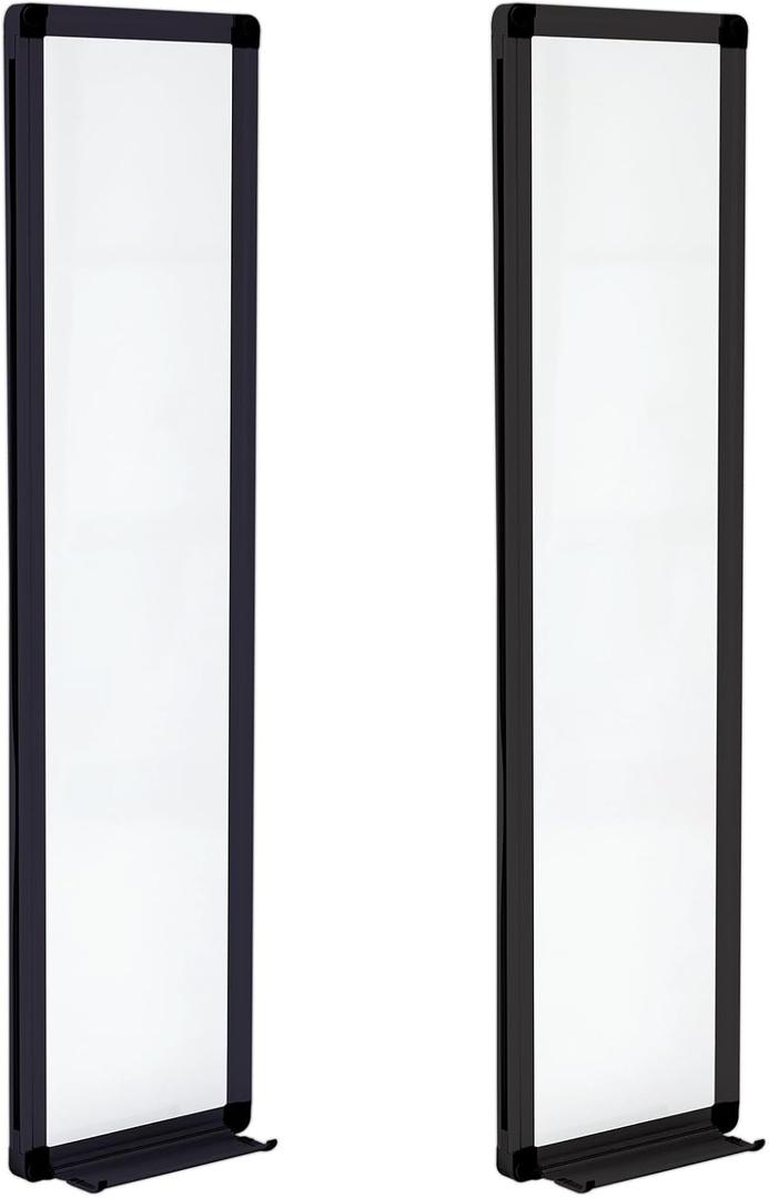 Ireer 2 Pcs Slim Skinny Whiteboard with a Tray to Do List Portable Narrow Tall Dry Erase Board for Door Wall Mounted Aluminum Magnetic Board for Home Office, 7.9"x 31.5" (Black)