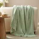 Amlie Home Chenille Knit Throw Blanket for Couch, Chevron Texture Decorative Soft Blanket for Sofa, Bed & Chair, 50"x60", Sage Green