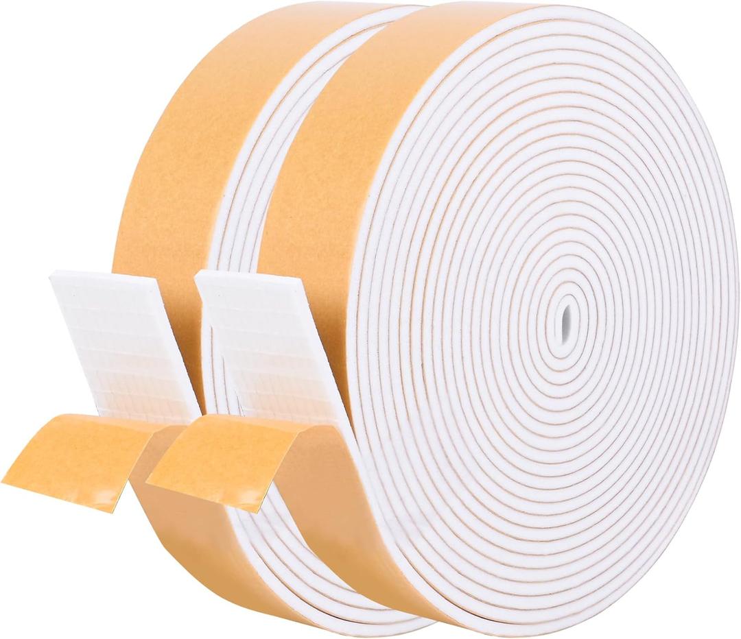 Self-Adhesive Weatherstrip 1in x 1/8in x 33Ft High Density Foam Insulation Strips with Strong Adhesive for Door and Window Sound Isolation