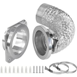 Magnetic Dryer Vent Coupling Connector Kit - DV180 Airtight Seal, Quick Connect, Includes 4"x3.3ft Duct & 2 Clamps