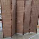 Furnnylane 5 Panel Bamboo Room Divider and Folding Panel Screen,Bamboo Panel Divider for Room Separation,Brown,67" H x 76.75" W
