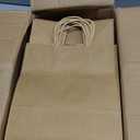 qiqee 100-Packs Brown Paper Gift Bags with Handles Bulk 7.6"x4.75"x10.5" Medium Size Gift Bags Multiple Uses