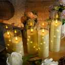 kakoya Flameless LED Candles with Timer 5 Pc Flickering Flameless Candles for Romantic Ambiance and Home Decoration Stable Acrylic Shell, with Embedded Star String Battery Operated Candles, Ivory