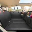 Back Seat Extender for Dogs, Hard Bottom Dog Car Seat Cover for Back Seat, Upgraded Waterproof PU Leather, Easy to Clean, Anti-Scratch & Durable Dog Hammock for Car and SUV, Holds 400lbs, Black
