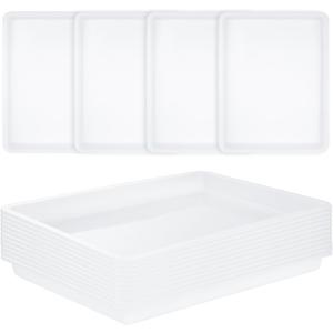15 Pack Plastic Art Tray, White Plastic Trays for Arts and Crafts, Craft Activity Tray Sensory Tray Organizer Tray for Lego, Sand, Beads,
