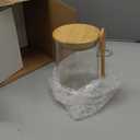 Tessco for you 4 Pack Sugar Jar Glass Container with Spoon Clear Glass Jars with Bamboo Lid and Spoon Scoop for Women Christmas Kitchen Gift Coffee Beans, Spice, Sugar, Nuts, Candy, Salts (17 oz)