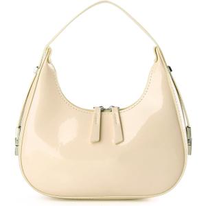 Y2K Moon Bag Women's Crescent Shoulder Bag Retro Handbags Top Handle Patent Leather Cute Small Underarm Bag