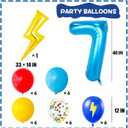 Red Blue Yellow Balloons, 40 Inch Blue 7 balloon number Lightning Bolt Balloon Confetti Balloons for Toy Carnival Party Decorations 7th Birthday Decorations for Boys (Blue 7)