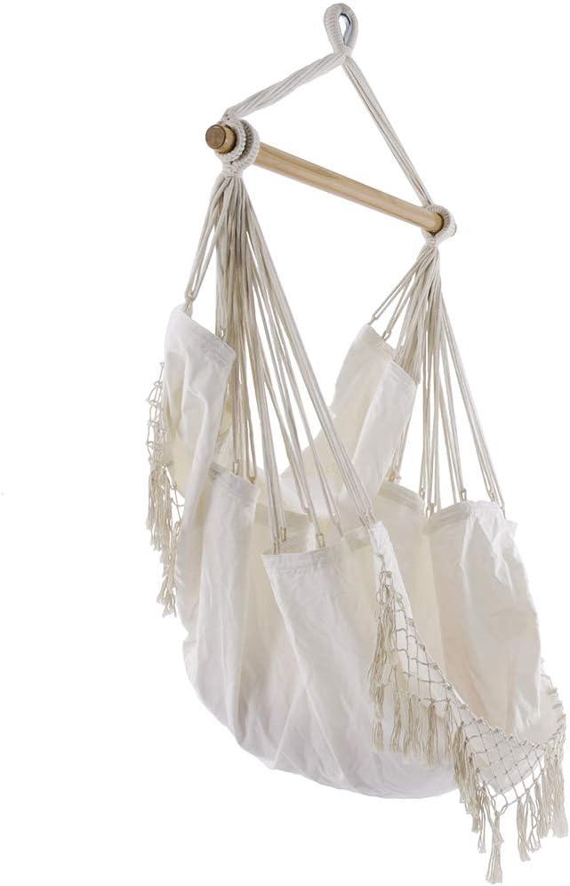 Vivere Cotton Hammock Chair with Hardwood Spreader Bar - 250 lb Capacity (Natural)
