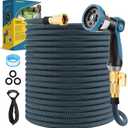 Non-Expanding Garden Hose 150 ft, Flexible Kink Free Water Hose with 10 Watering Spray Nozzle, Lightweight Hose Pipe, Leak-Proof, 3/4" Brass Alloy Connector, Portable Storage Strap, Dot Blue