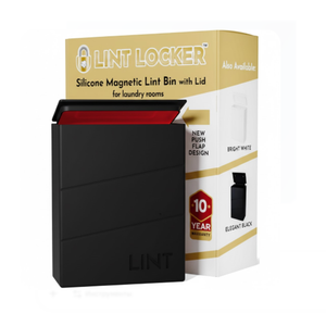 Silicone Magnetic Lint Bin with Lid for Laundry Room - Lint Locker -Black