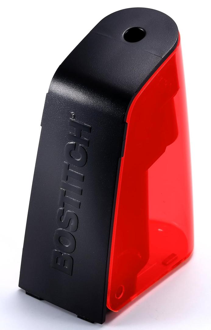 Bostitch Office Battery Pencil Sharpener, Hinged Tray, Colored Pencil Compatible, Red (BPS2-RED)