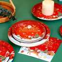Christmas Paper Plates and Napkins Set, Christmas Plates Cups Napkins Forks Tablewares Party Supplies Serve 24