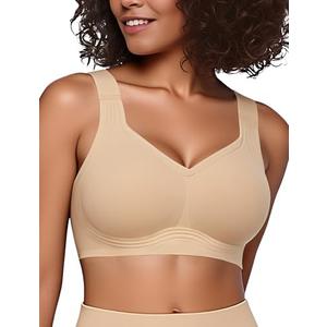 Easybunny Minimizer Bras for Women No Underwire Wireless Supportive Full Coverage Wide Straps Seamless Tshirt Bra XL