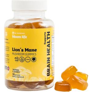 Lions Mane Mushroom Gummies with Zinc Clean, Natural, Vegan, NonGMO Gummy Brain, Focus & Immune Support Daily Adaptogen Chewables 30 Gummies Made in USA